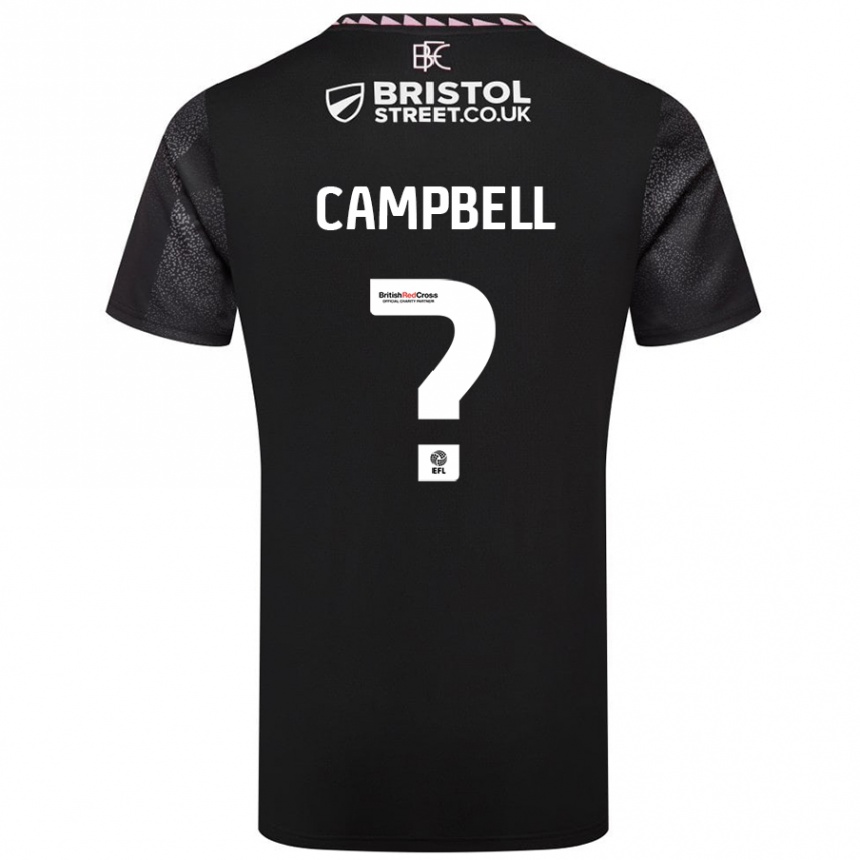 Kids Football Murray Campbell #0 Black Away Jersey 2024/25 T-Shirt