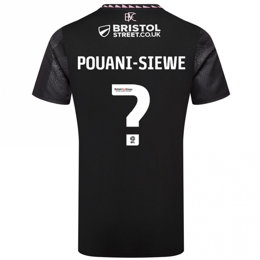 Kids Football Brandon Pouani-Siewe #0 Black Away Jersey 2024/25 T-Shirt