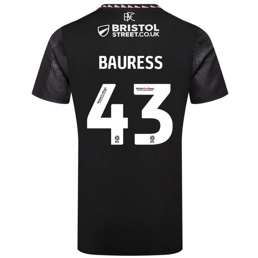 Kids Football Joe Bauress #43 Black Away Jersey 2024/25 T-Shirt