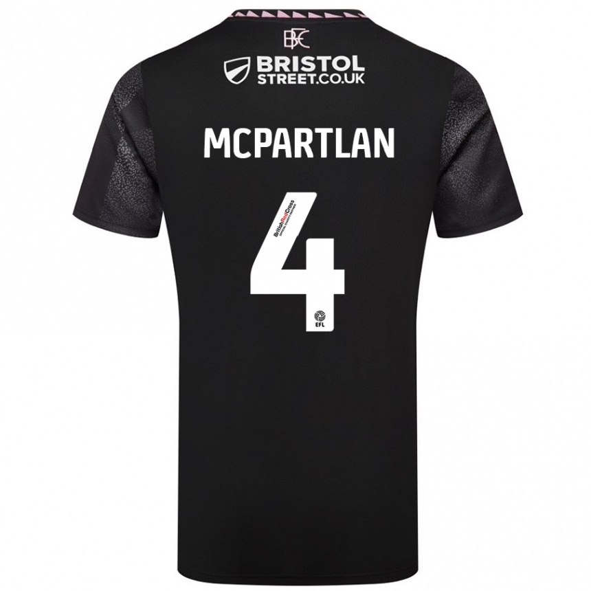 Kids Football Brenna Mcpartlan #4 Black Away Jersey 2024/25 T-Shirt