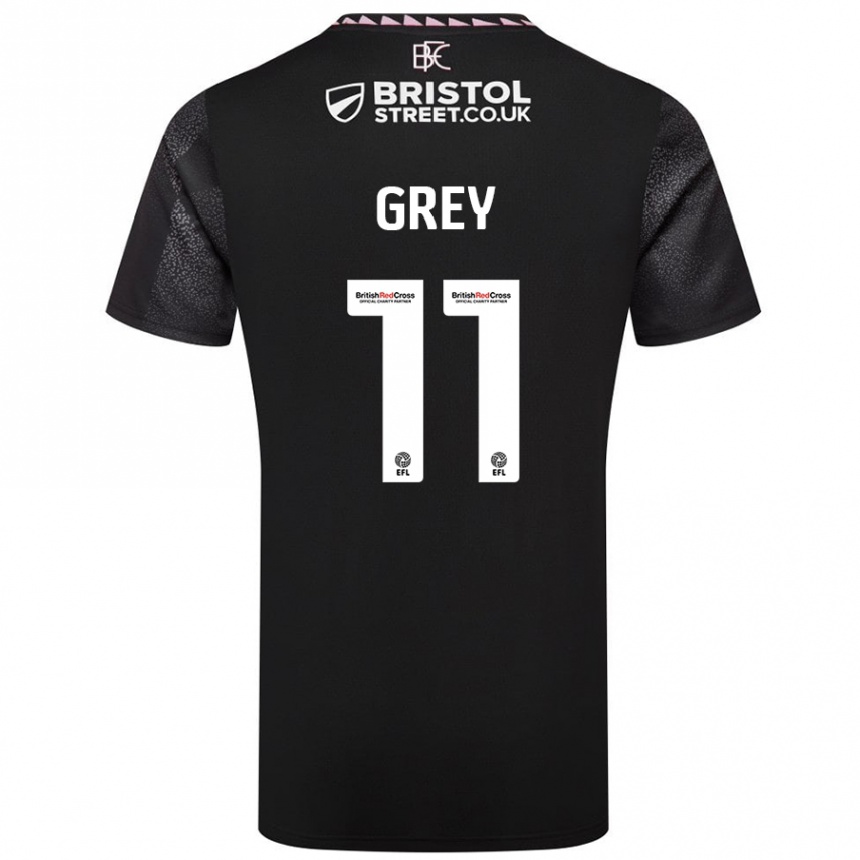 Kids Football Anna Grey #11 Black Away Jersey 2024/25 T-Shirt