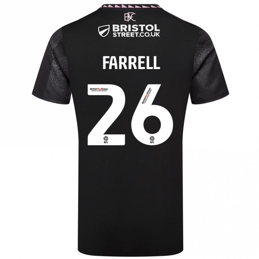 Kids Football Lucy Farrell #26 Black Away Jersey 2024/25 T-Shirt