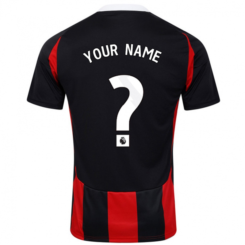 Kids Football Your Name #0 Black Red Away Jersey 2024/25 T-Shirt