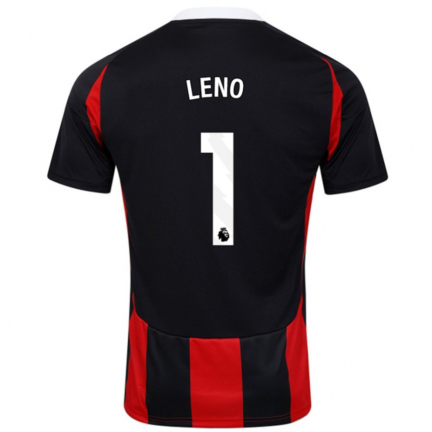 Kids Football Bernd Leno #1 Black Red Away Jersey 2024/25 T-Shirt