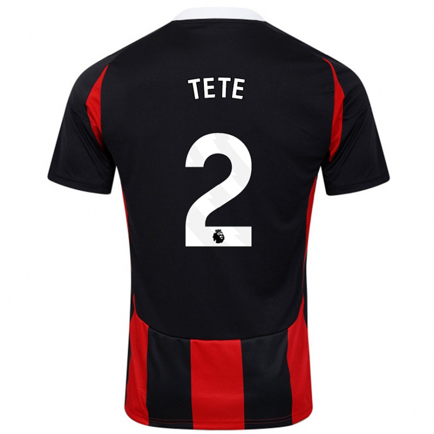 Kids Football Kenny Tete #2 Black Red Away Jersey 2024/25 T-Shirt