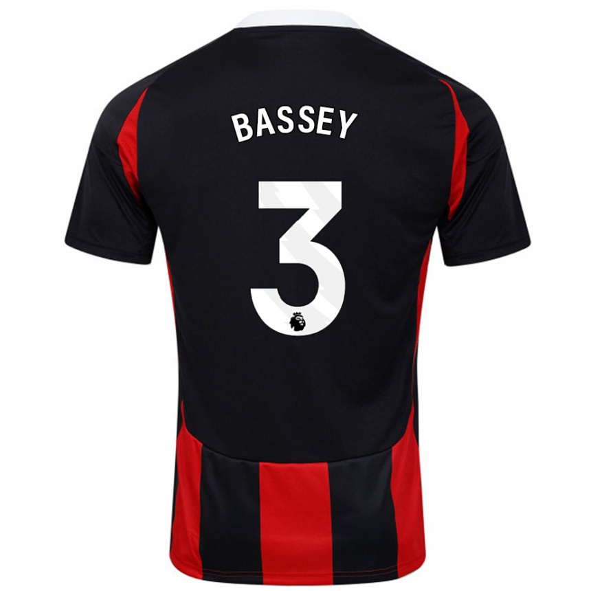 Kids Football Calvin Bassey #3 Black Red Away Jersey 2024/25 T-Shirt