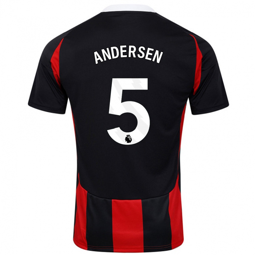 Kids Football Joachim Andersen #5 Black Red Away Jersey 2024/25 T-Shirt