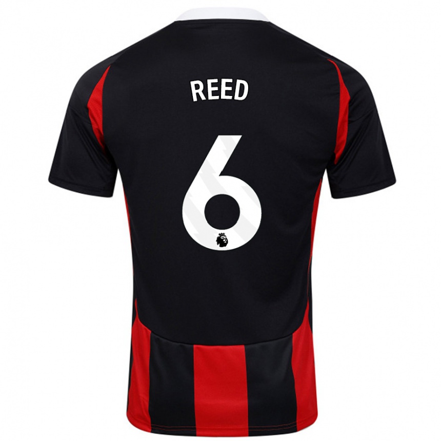 Kids Football Harrison Reed #6 Black Red Away Jersey 2024/25 T-Shirt