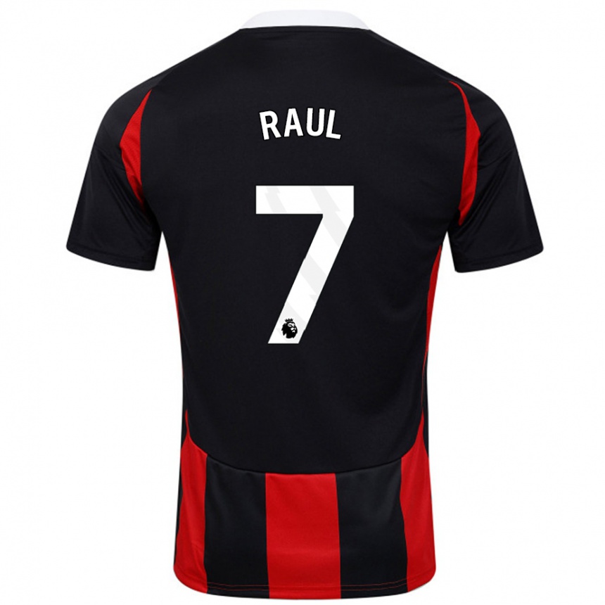 Kids Football Raúl Jiménez #7 Black Red Away Jersey 2024/25 T-Shirt