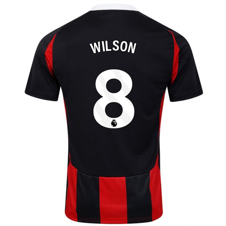 Kids Football Harry Wilson #8 Black Red Away Jersey 2024/25 T-Shirt