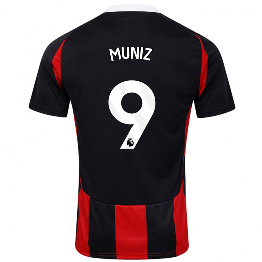 Kids Football Rodrigo Muniz #9 Black Red Away Jersey 2024/25 T-Shirt