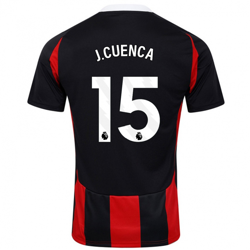 Kids Football Jorge Cuenca #15 Black Red Away Jersey 2024/25 T-Shirt