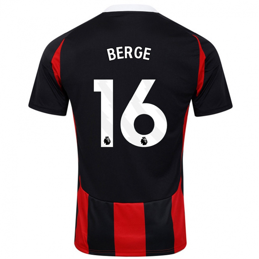 Kids Football Sander Berge #16 Black Red Away Jersey 2024/25 T-Shirt