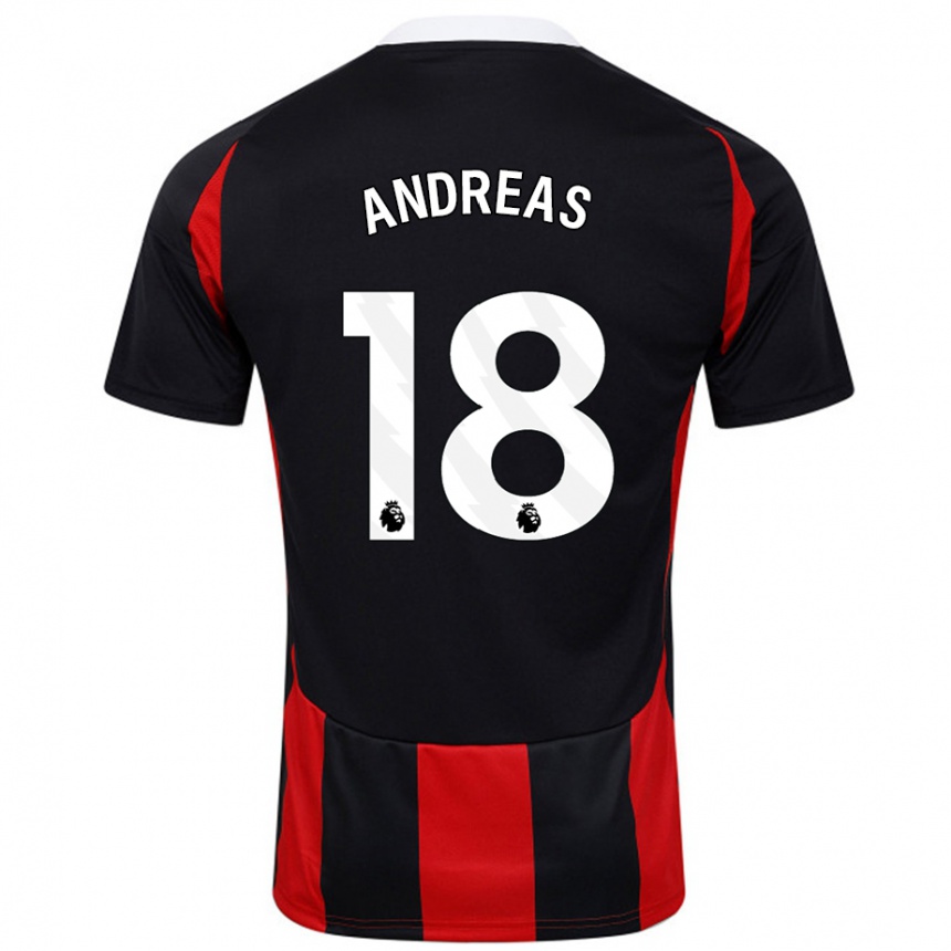 Kids Football Andreas Pereira #18 Black Red Away Jersey 2024/25 T-Shirt