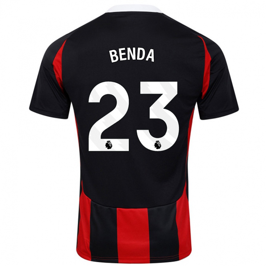 Kids Football Steven Benda #23 Black Red Away Jersey 2024/25 T-Shirt