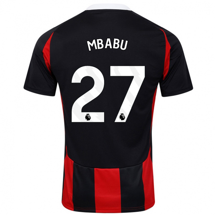 Kids Football Kevin Mbabu #27 Black Red Away Jersey 2024/25 T-Shirt