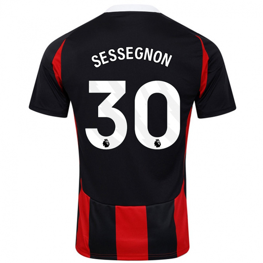 Kids Football Ryan Sessegnon #30 Black Red Away Jersey 2024/25 T-Shirt