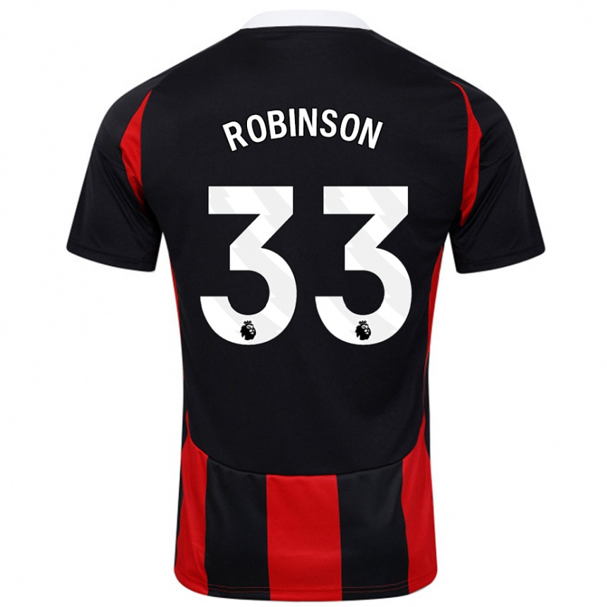 Kids Football Antonee Robinson #33 Black Red Away Jersey 2024/25 T-Shirt