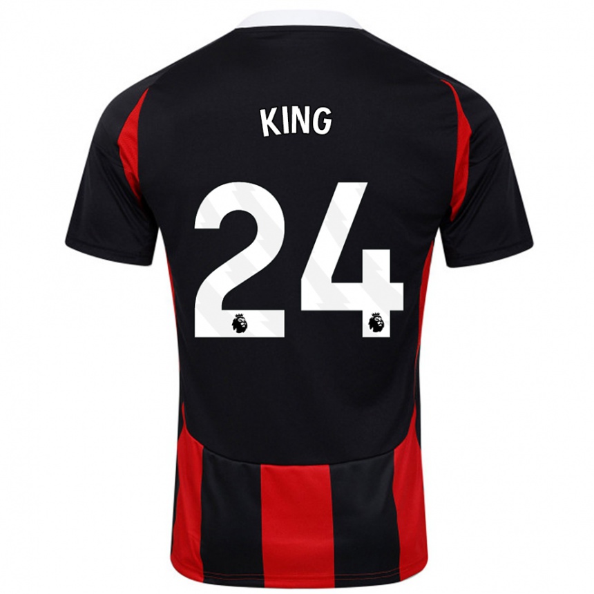 Kids Football Joshua King #24 Black Red Away Jersey 2024/25 T-Shirt