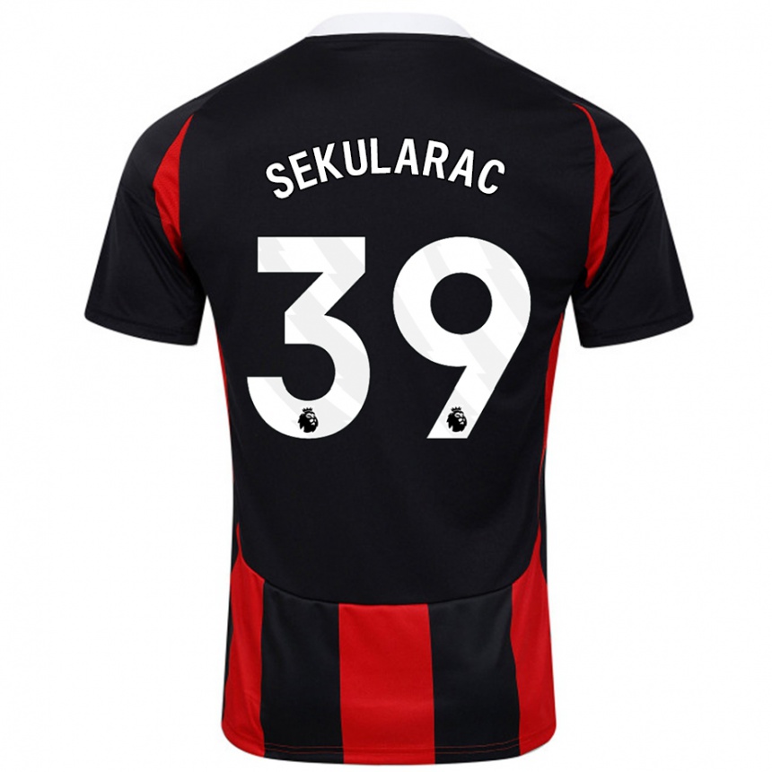 Kids Football Kristian Sekularac #39 Black Red Away Jersey 2024/25 T-Shirt