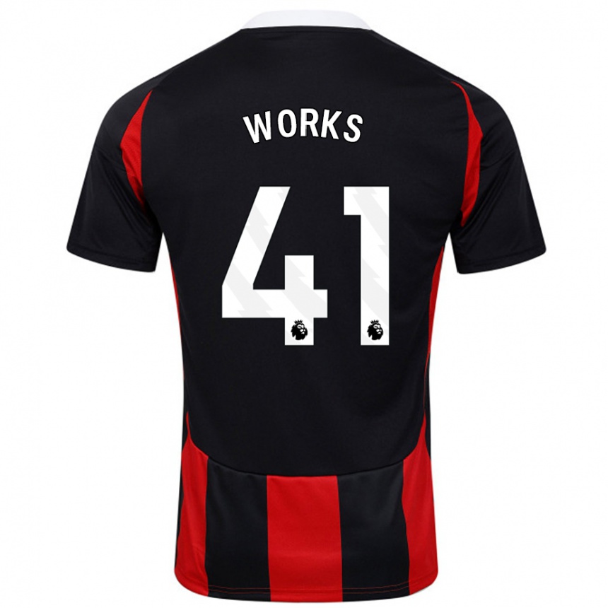 Kids Football Terrell Works #41 Black Red Away Jersey 2024/25 T-Shirt