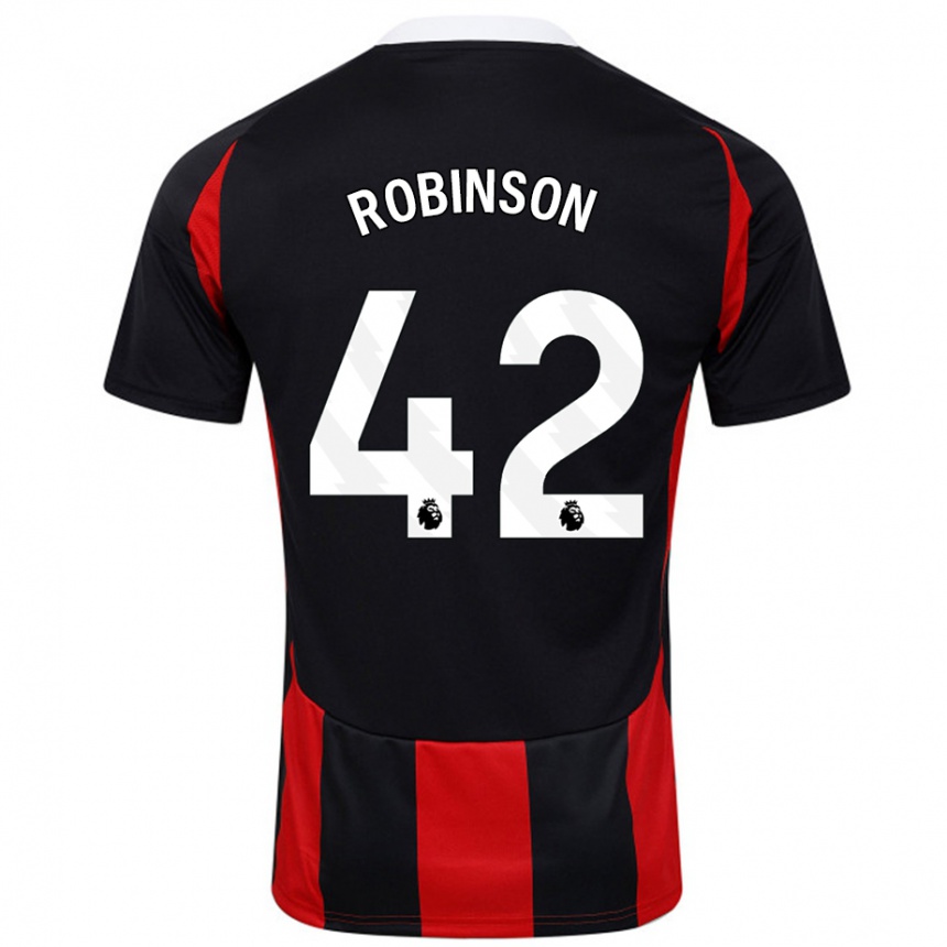 Kids Football Charlie Robinson #42 Black Red Away Jersey 2024/25 T-Shirt