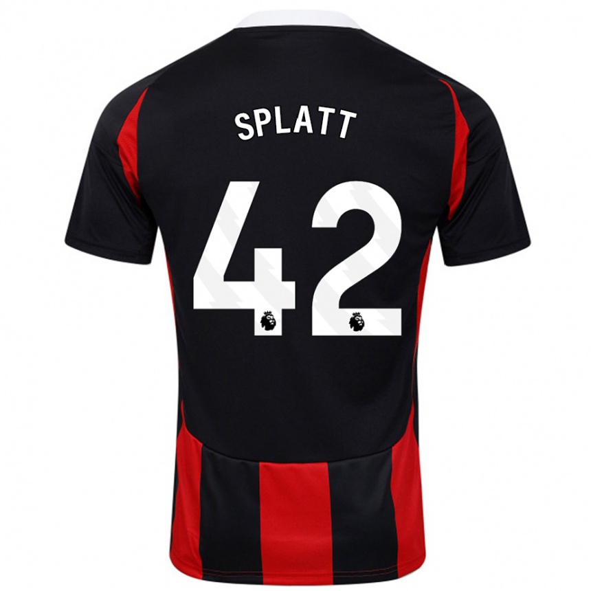 Kids Football Delano Splatt #42 Black Red Away Jersey 2024/25 T-Shirt