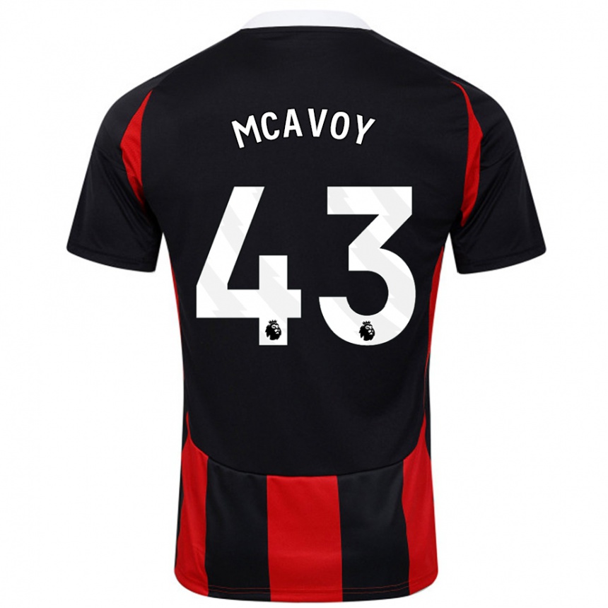 Kids Football Connor Mcavoy #43 Black Red Away Jersey 2024/25 T-Shirt