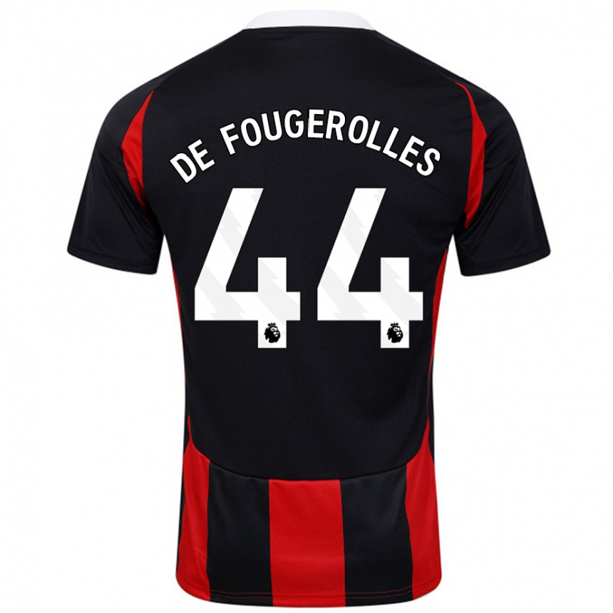 Kids Football Luc De Fougerolles #44 Black Red Away Jersey 2024/25 T-Shirt