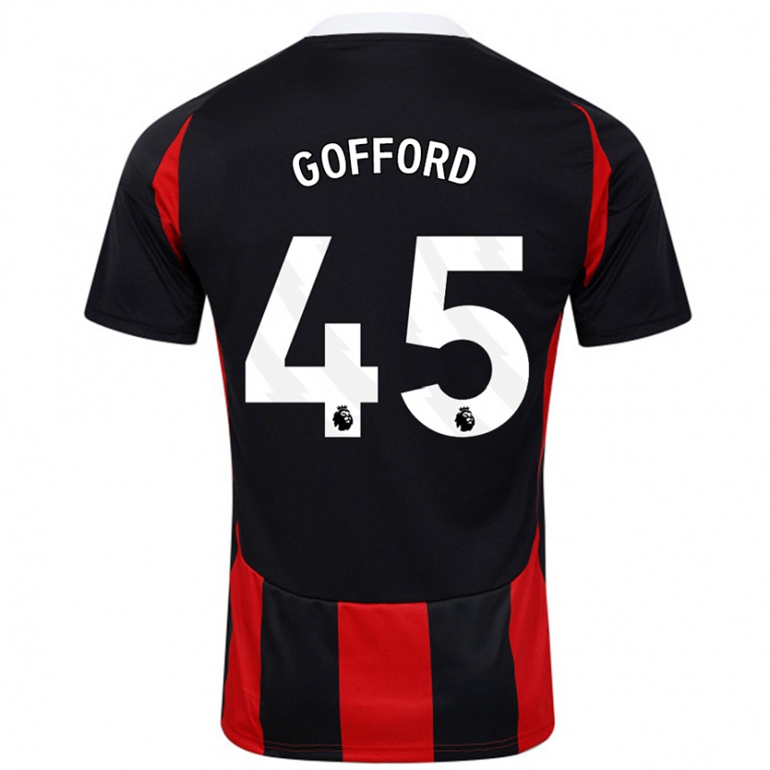 Kids Football Oliver Gofford #45 Black Red Away Jersey 2024/25 T-Shirt