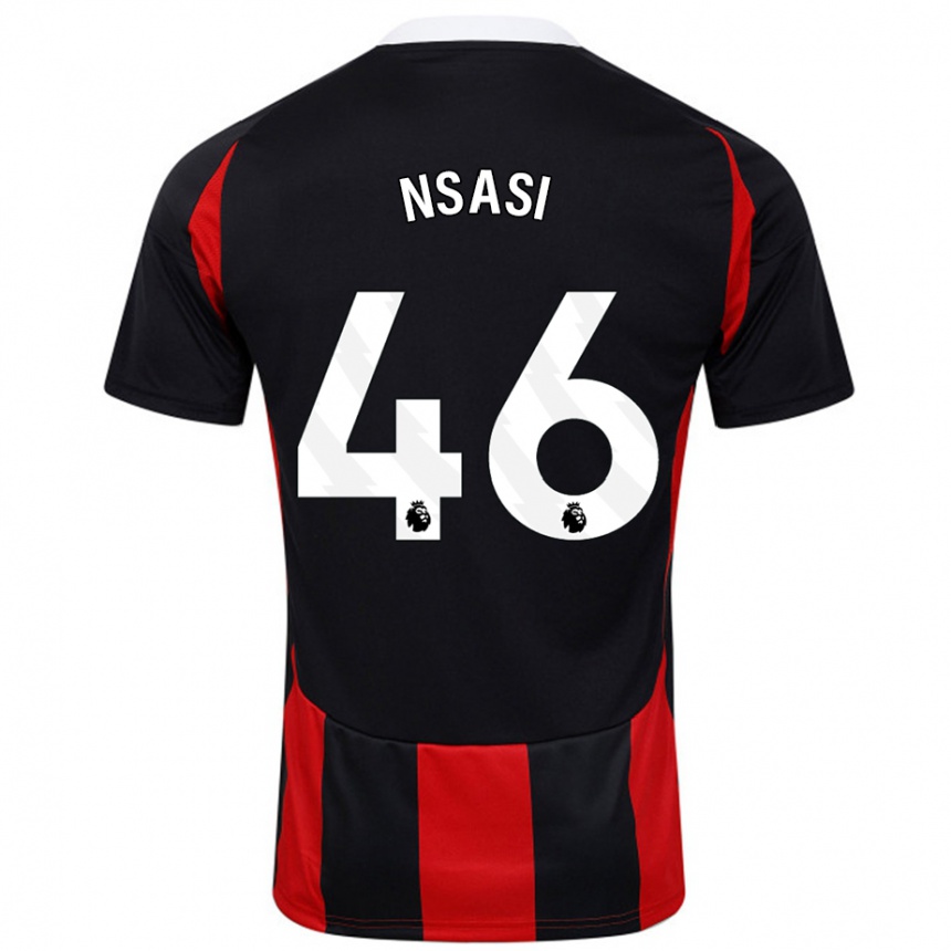 Kids Football Eddie Nsasi #46 Black Red Away Jersey 2024/25 T-Shirt