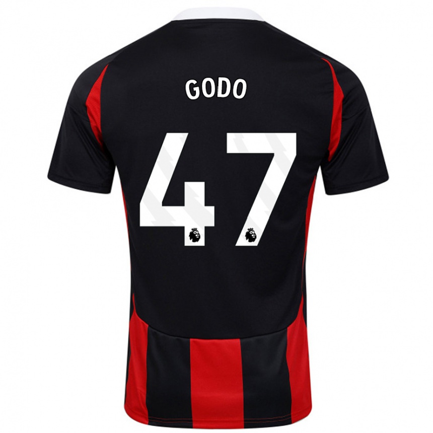 Kids Football Martial Godo #47 Black Red Away Jersey 2024/25 T-Shirt