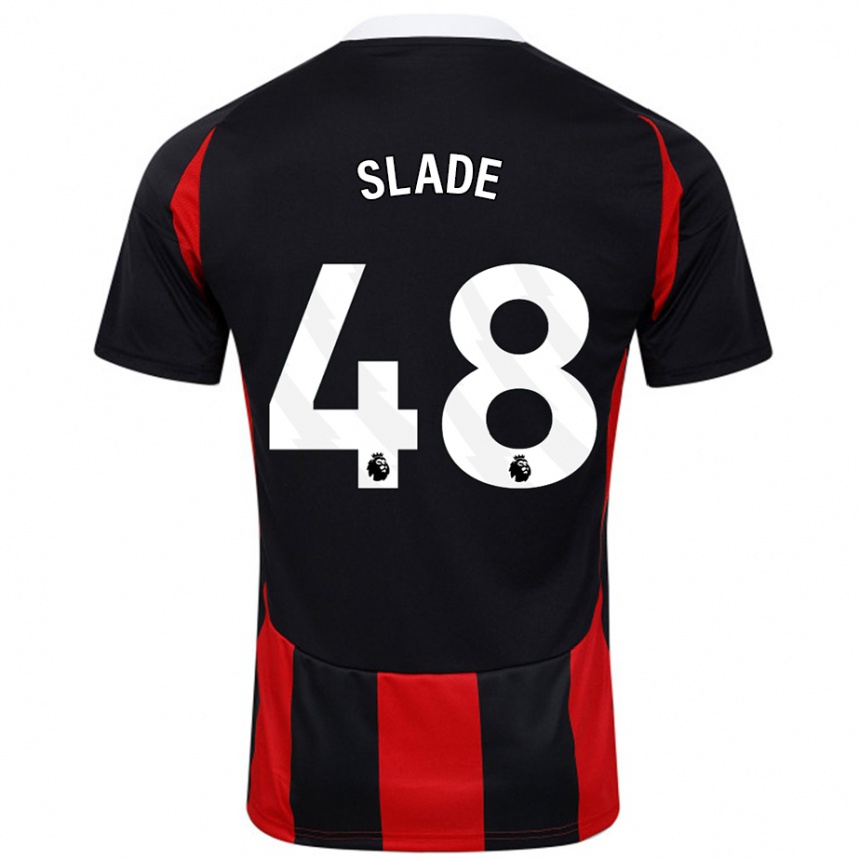 Kids Football Bradley Slade #48 Black Red Away Jersey 2024/25 T-Shirt