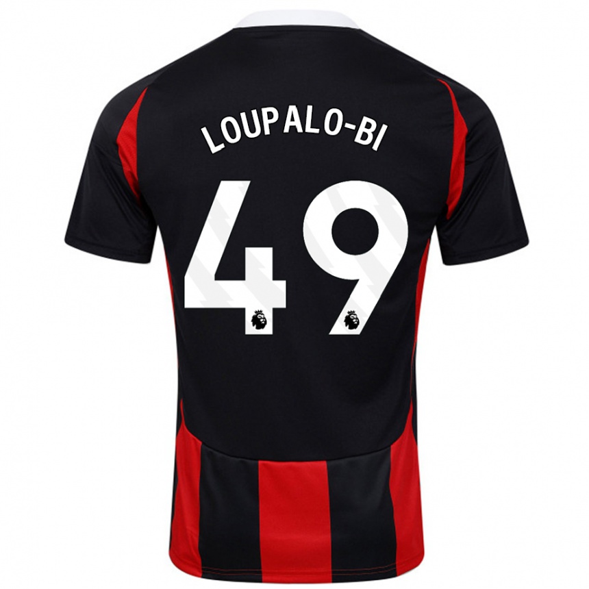 Kids Football Aaron Loupalo-Bi #49 Black Red Away Jersey 2024/25 T-Shirt