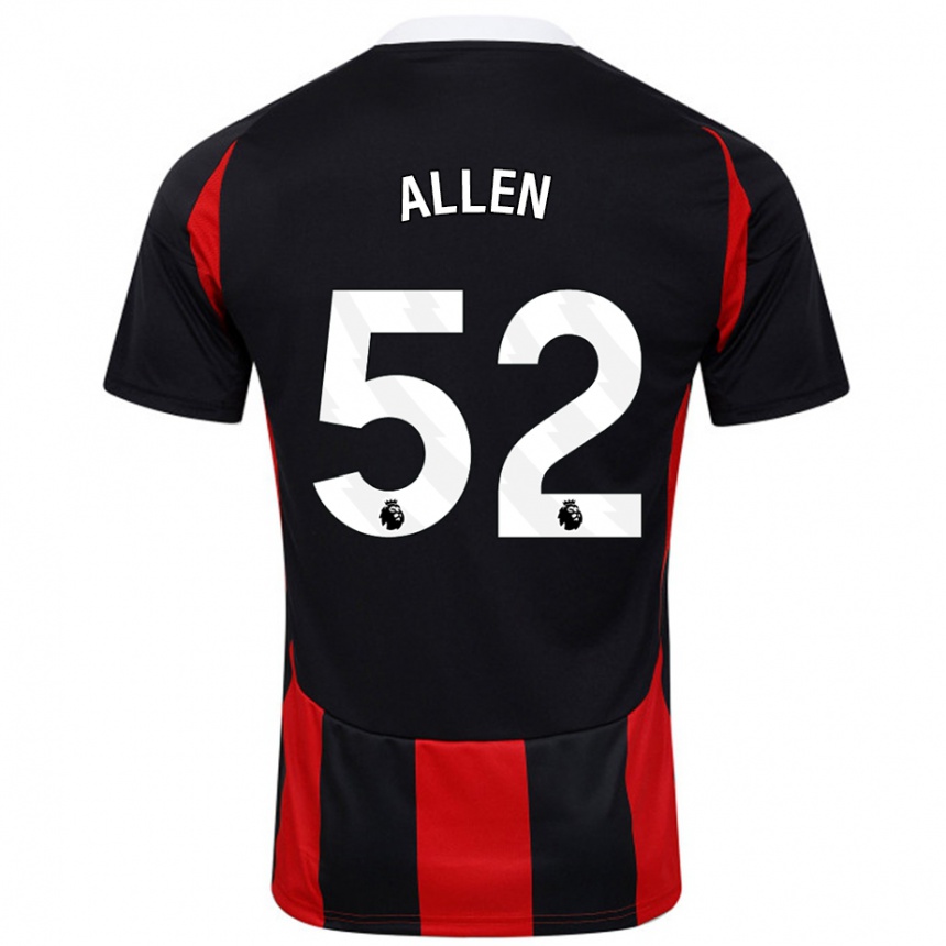 Kids Football Michael Allen #52 Black Red Away Jersey 2024/25 T-Shirt