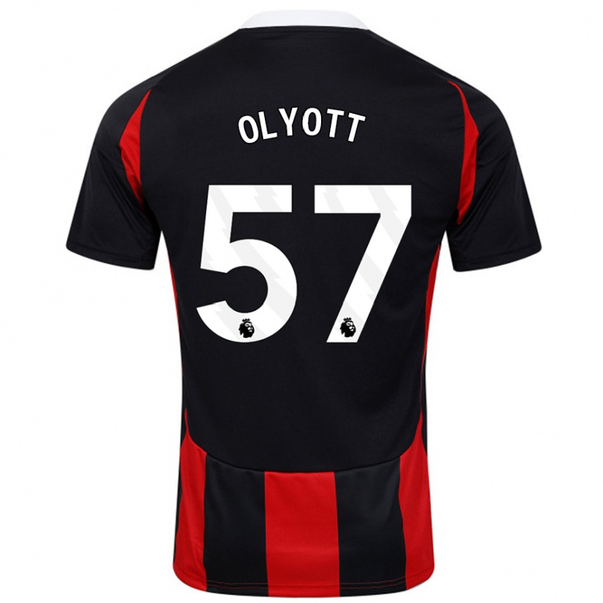 Kids Football Tom Olyott #57 Black Red Away Jersey 2024/25 T-Shirt