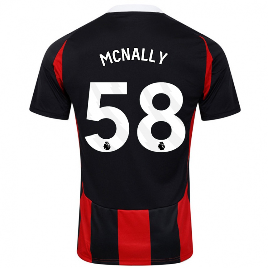 Kids Football Alfie Mcnally #58 Black Red Away Jersey 2024/25 T-Shirt