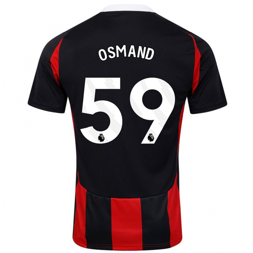 Kids Football Callum Osmand #59 Black Red Away Jersey 2024/25 T-Shirt