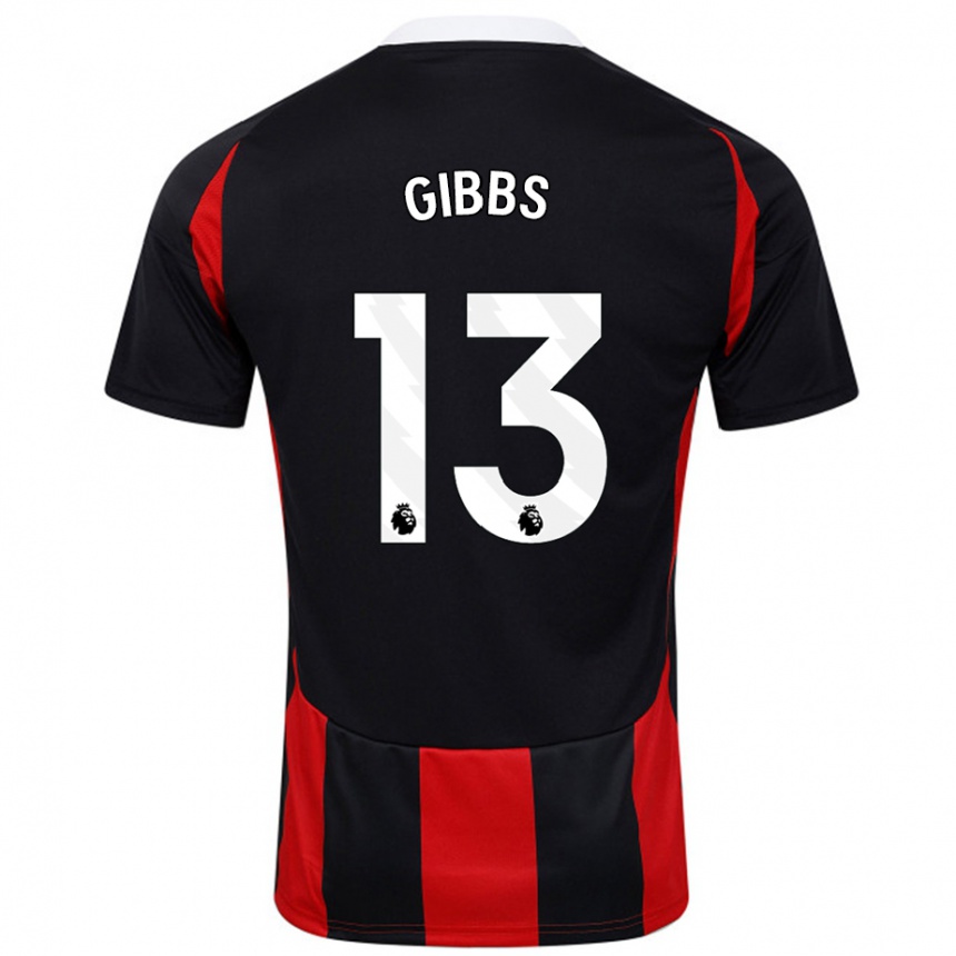 Kids Football Frankie Gibbs #13 Black Red Away Jersey 2024/25 T-Shirt