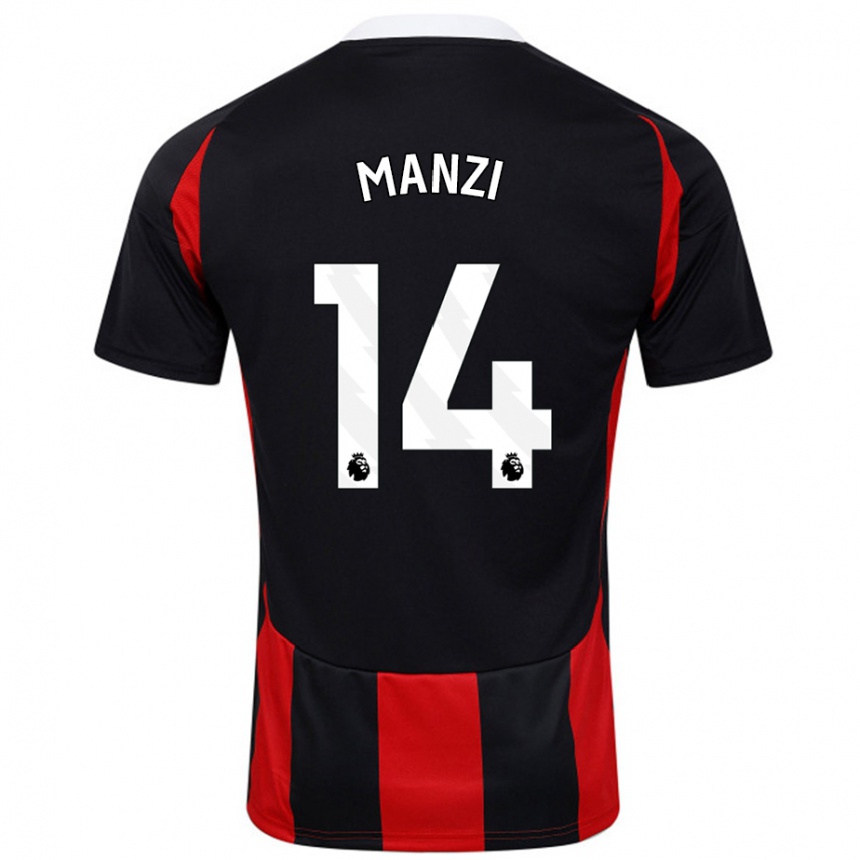 Kids Football Sophie Manzi #14 Black Red Away Jersey 2024/25 T-Shirt