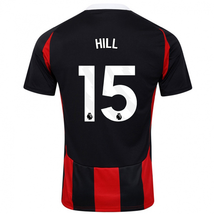 Kids Football Anisha Hill #15 Black Red Away Jersey 2024/25 T-Shirt