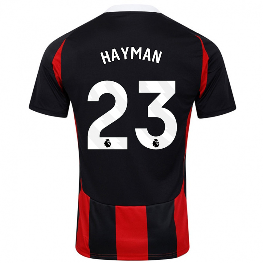 Kids Football Alex Hayman #23 Black Red Away Jersey 2024/25 T-Shirt