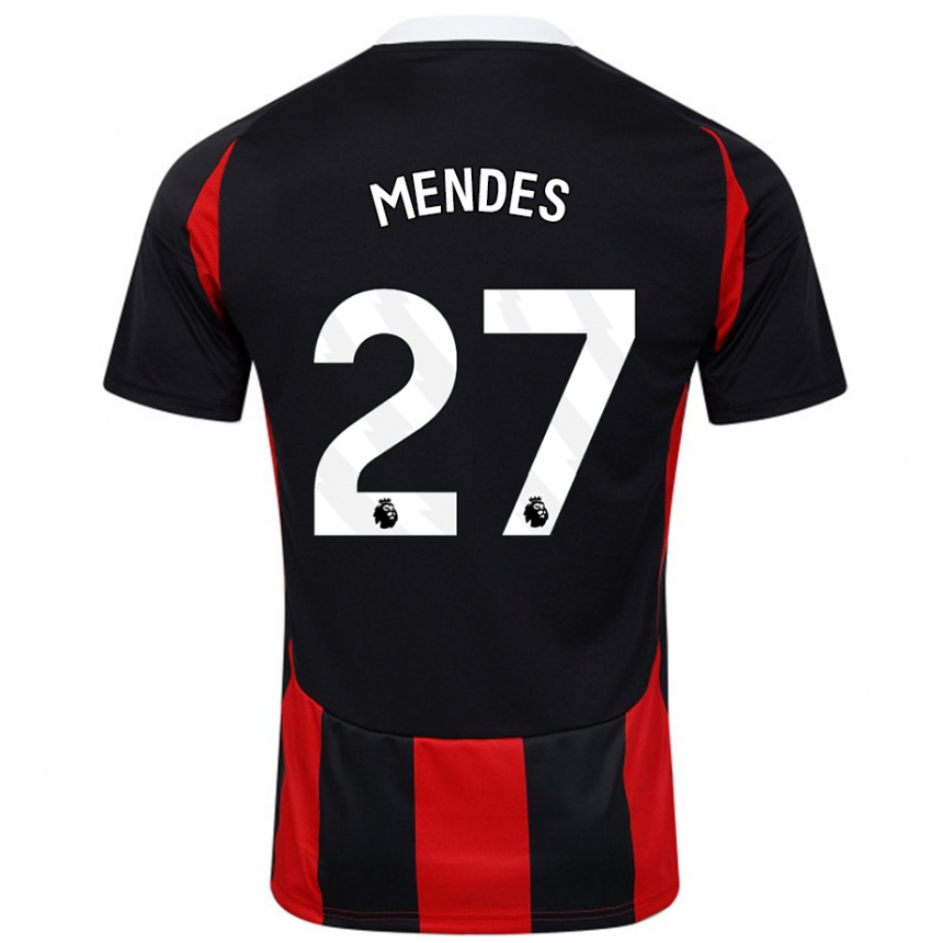 Kids Football Megalie Mendes #27 Black Red Away Jersey 2024/25 T-Shirt