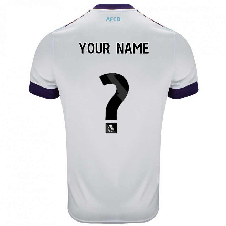 Kids Football Your Name #0 White Green Purple Away Jersey 2024/25 T-Shirt