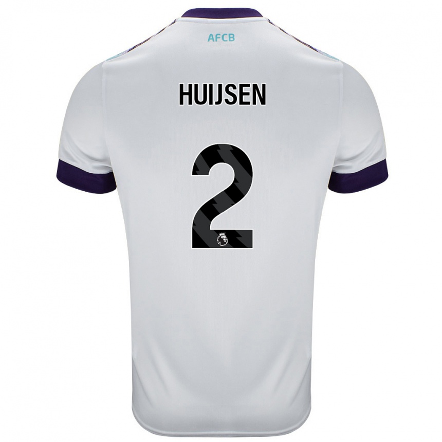 Kids Football Dean Huijsen #2 White Green Purple Away Jersey 2024/25 T-Shirt