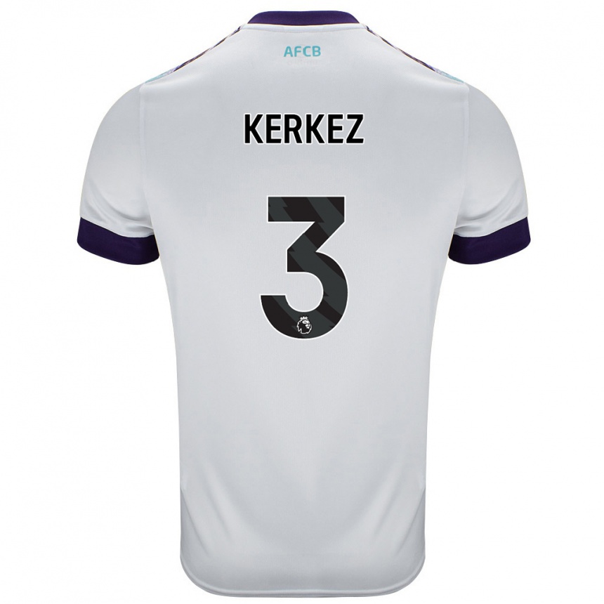 Kids Football Milos Kerkez #3 White Green Purple Away Jersey 2024/25 T-Shirt