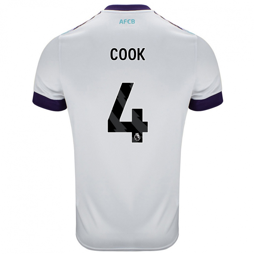 Kids Football Lewis Cook #4 White Green Purple Away Jersey 2024/25 T-Shirt