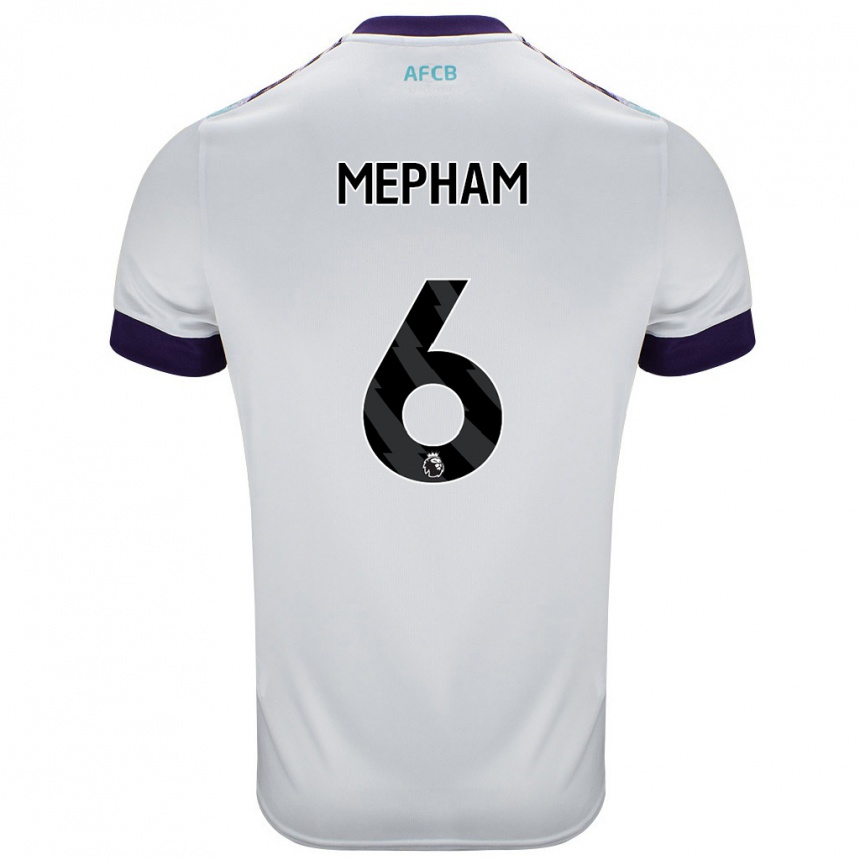 Kids Football Chris Mepham #6 White Green Purple Away Jersey 2024/25 T-Shirt