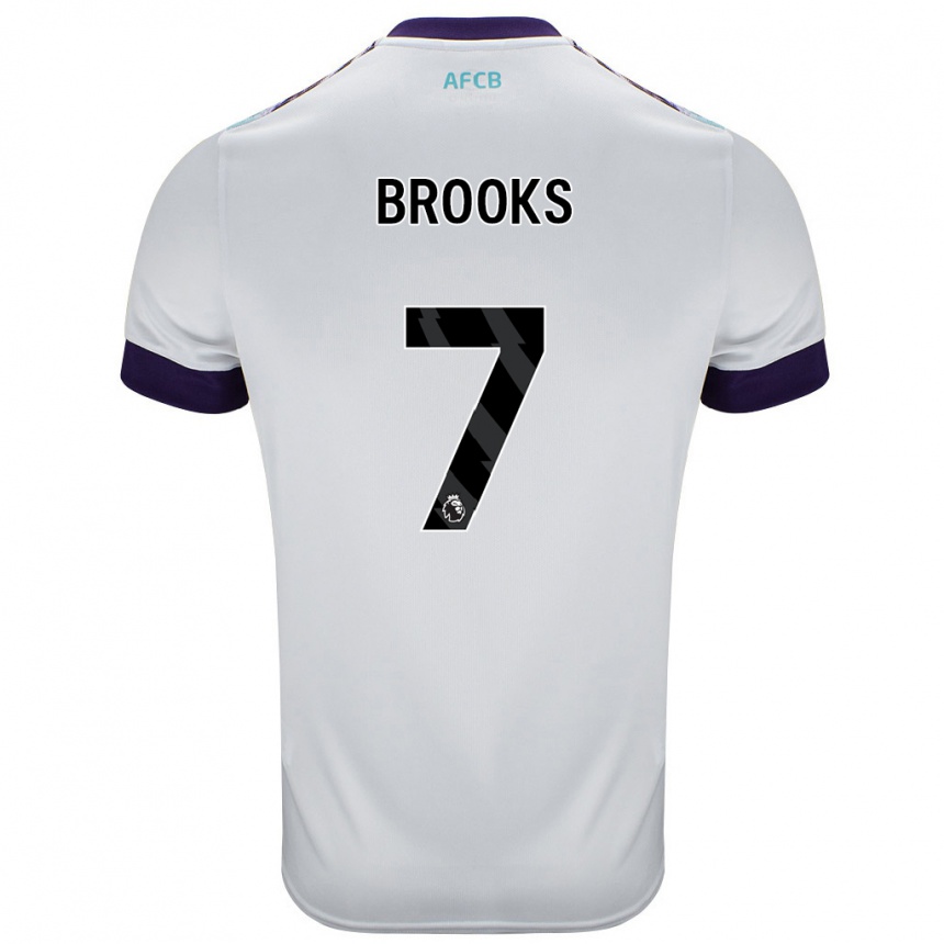 Kids Football David Brooks #7 White Green Purple Away Jersey 2024/25 T-Shirt