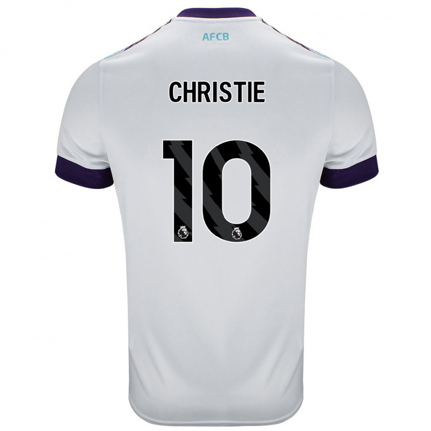 Kids Football Ryan Christie #10 White Green Purple Away Jersey 2024/25 T-Shirt